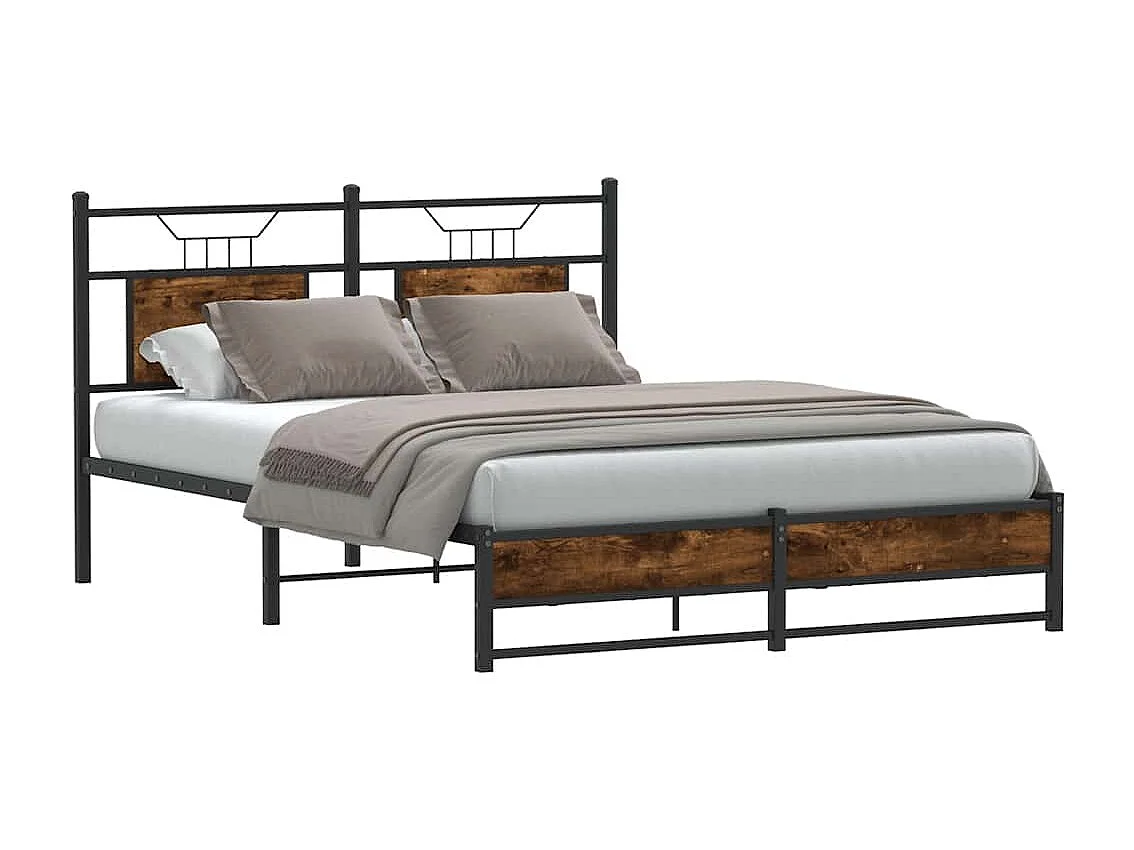 Cadre de lit sans matelas chêne fumé 140x200 cm bois ingénierie