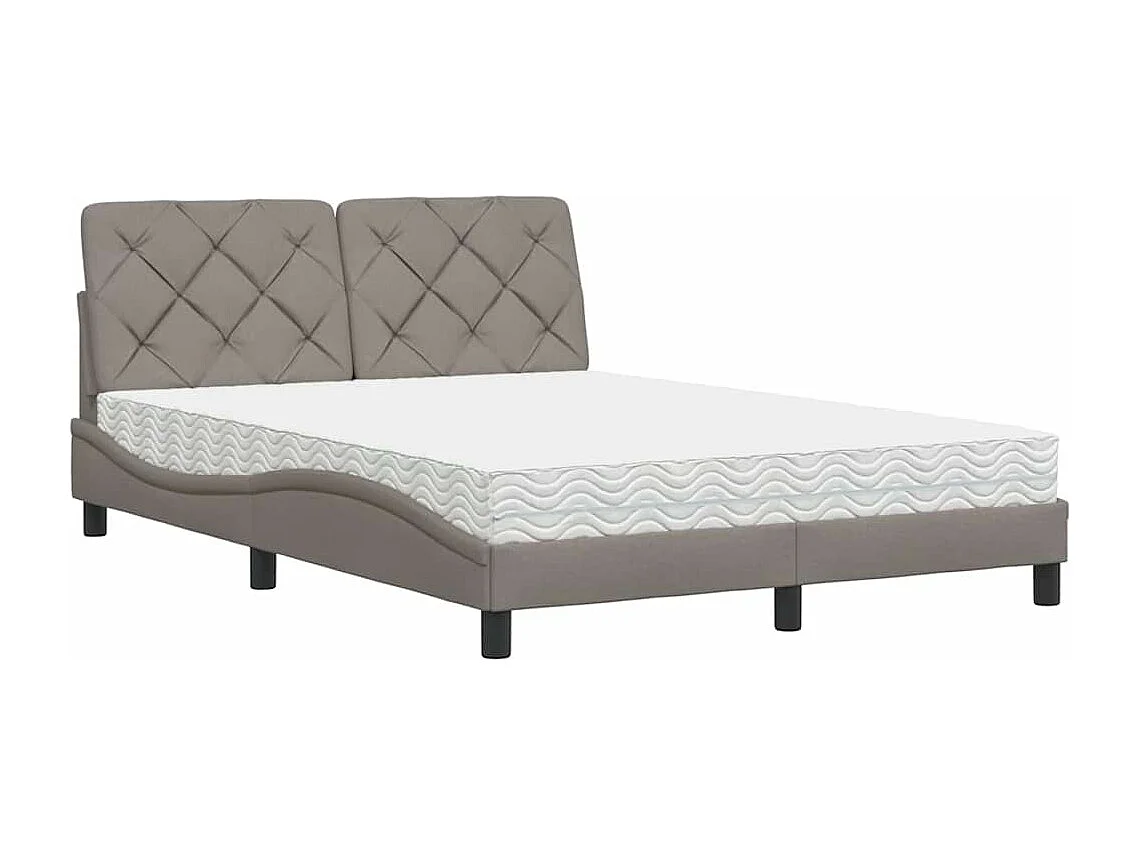 Lit avec matelas taupe 140x190 cm tissu