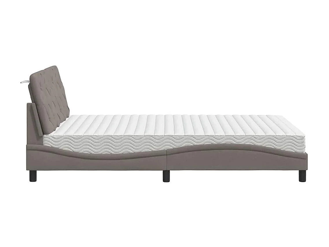 Lit avec matelas taupe 140x190 cm tissu