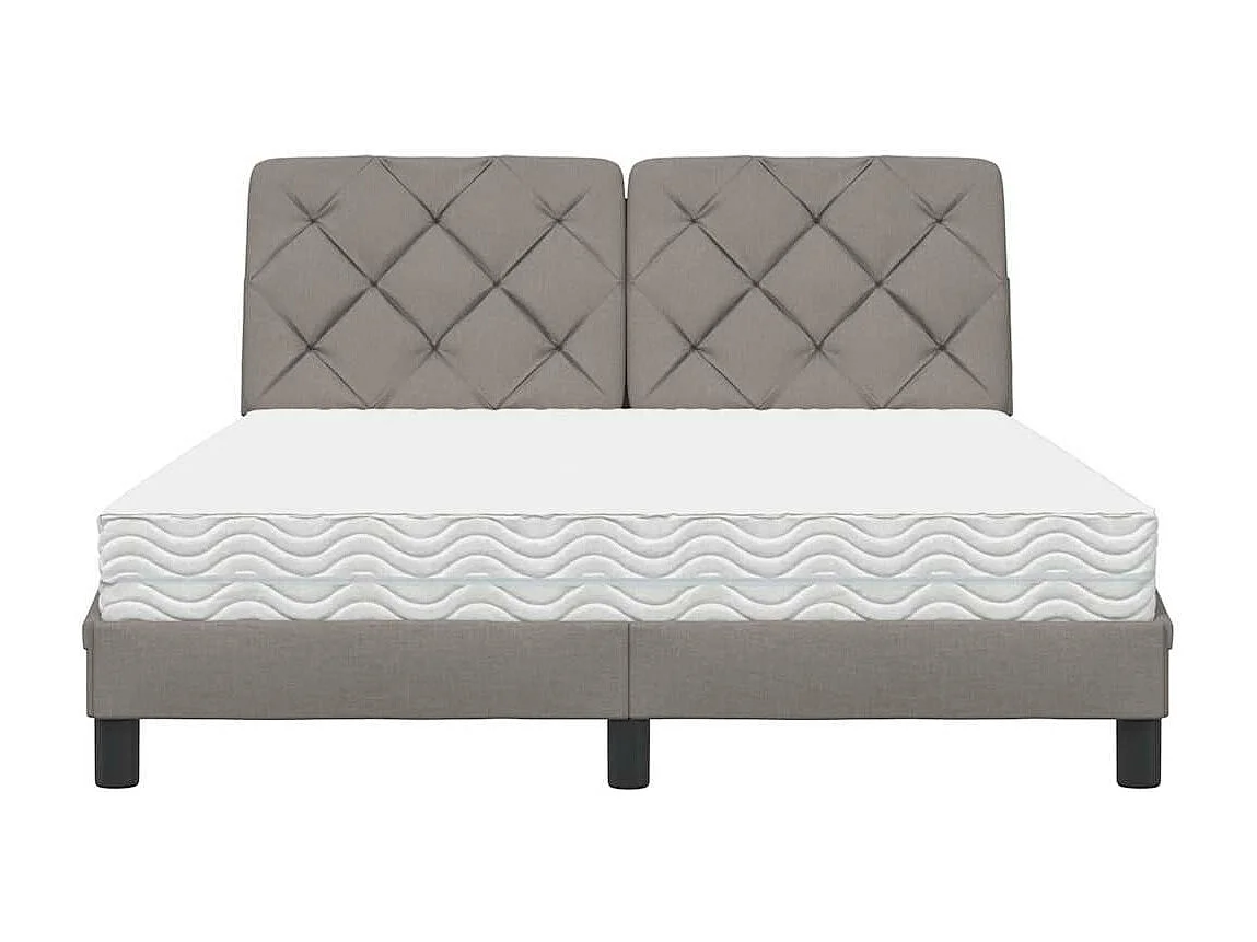 Cama com colchão 140x190 cm tecido castanho-acinzentado