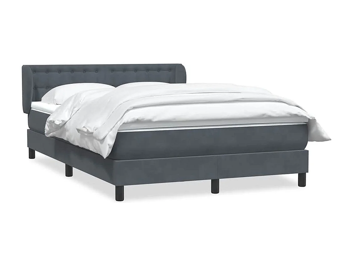 Cama box spring con colchón terciopelo gris oscuro 160x210 cm
