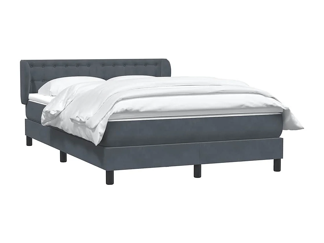 Cama box spring con colchón terciopelo gris oscuro 160x210 cm