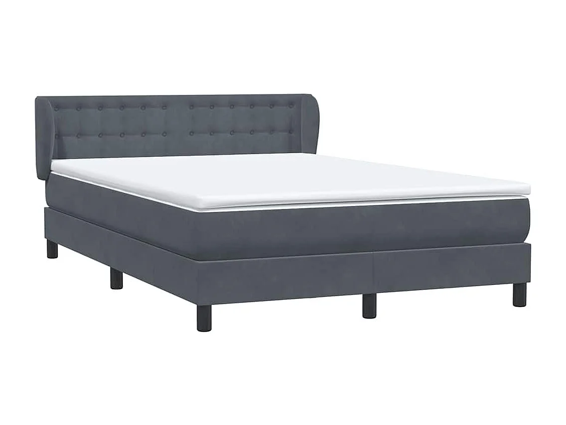 Cama box spring con colchón terciopelo gris oscuro 160x210 cm