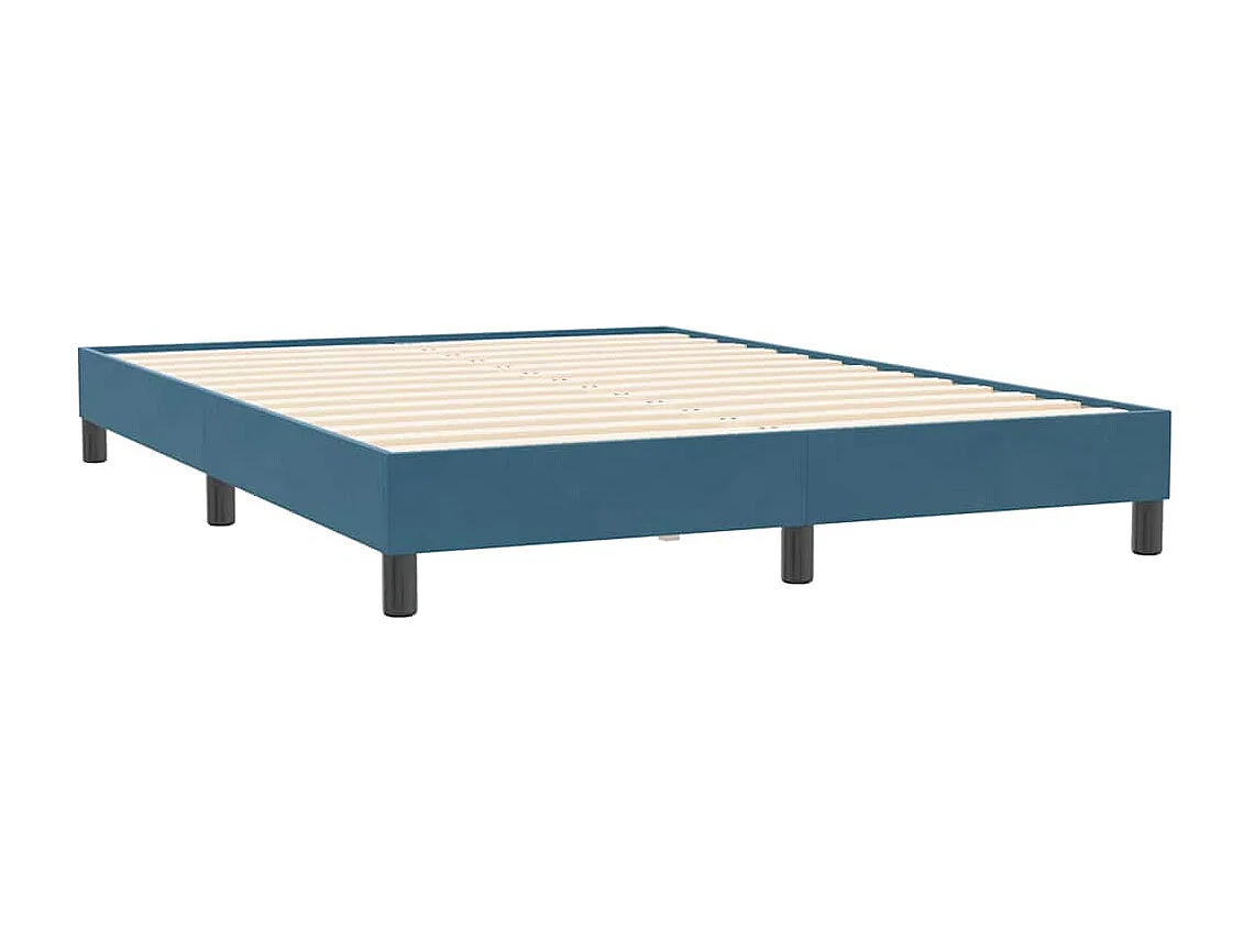 Cama box spring com colchão 160x210 cm veludo azul escuro