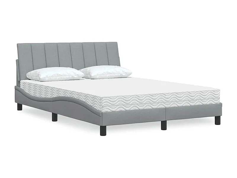 Lit avec matelas gris clair 140x190 cm tissu