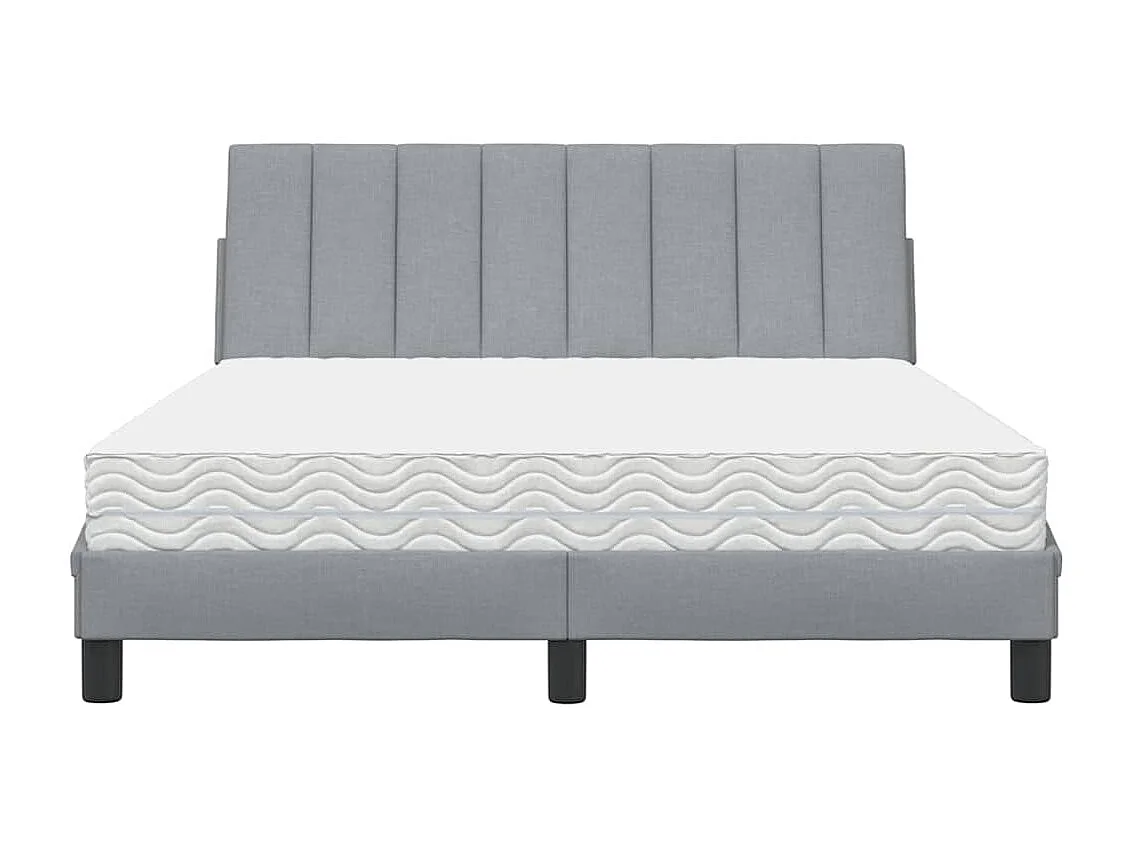 Lit avec matelas gris clair 140x190 cm tissu