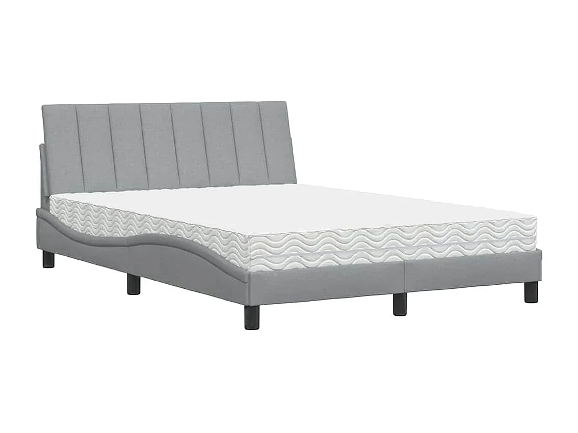 Bed met matras "Hanko" stof lichtgrijs 140x190 cm