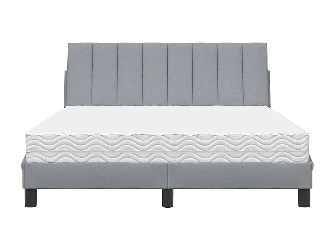 Bed met matras "Hanko" stof lichtgrijs 140x190 cm