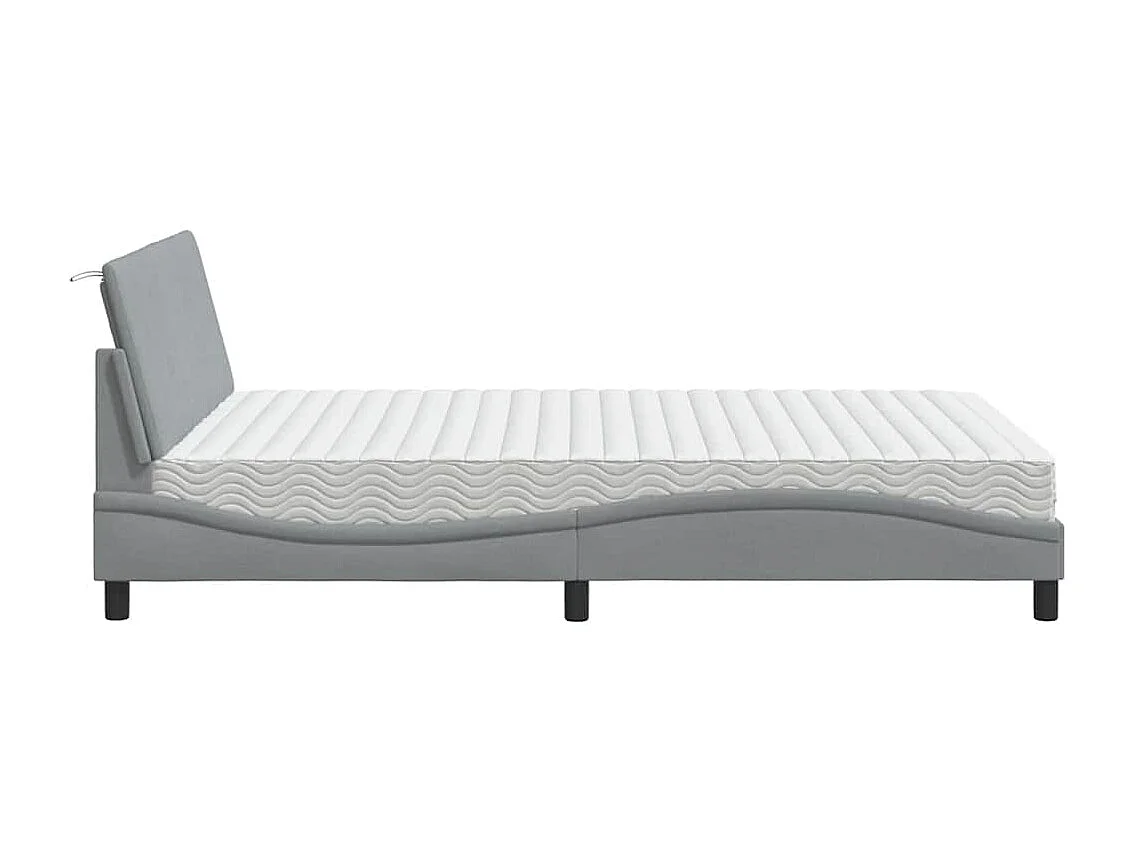 Bed met matras "Hanko" stof lichtgrijs 140x190 cm