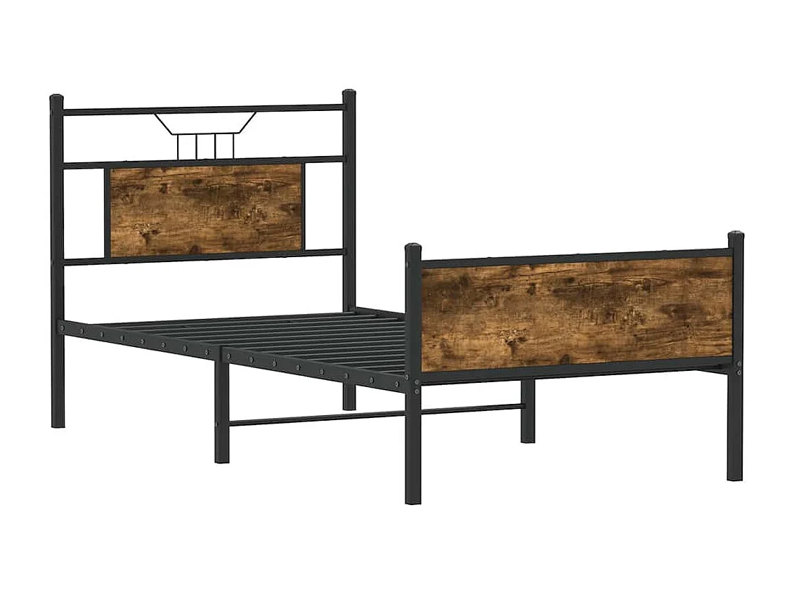 Cadre de lit sans matelas chêne fumé 80x200cm bois d'ingénierie