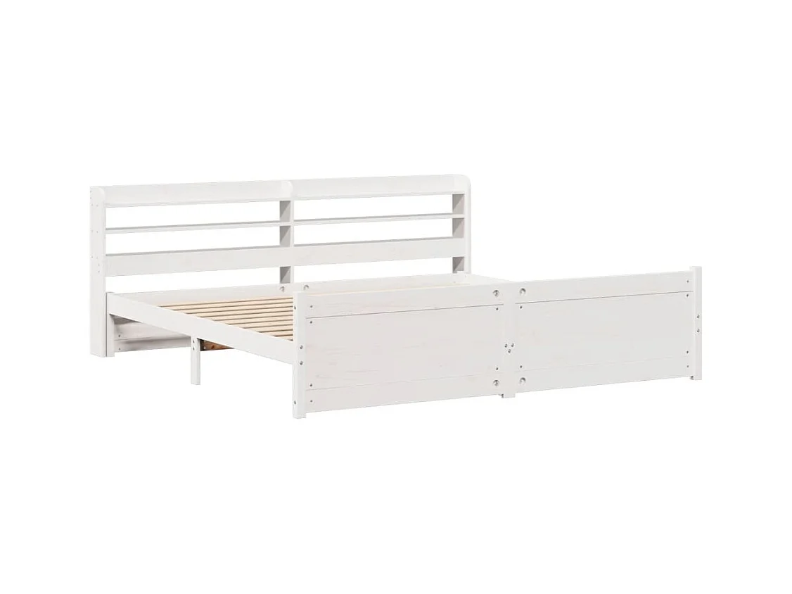 Cadre de lit avec tête de lit sans matelas blanc 180x200 cm