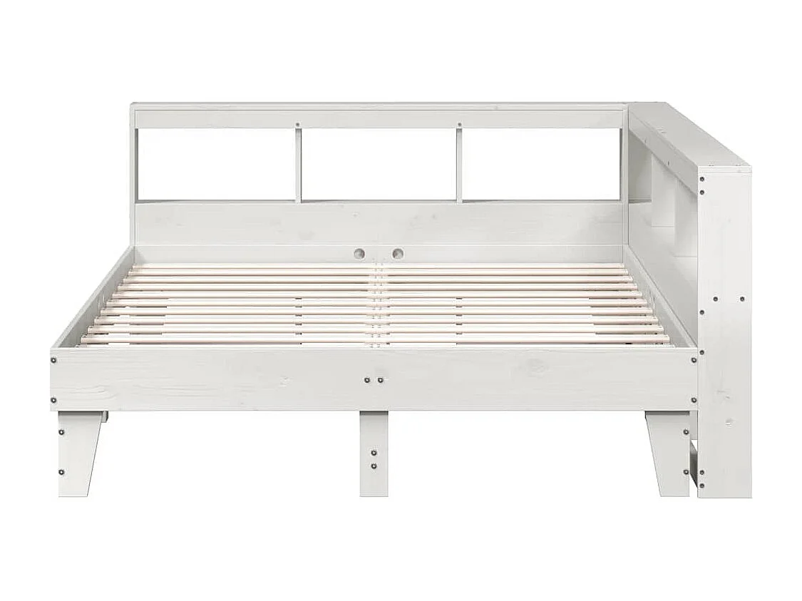 Cama com estante sem colchão 140x200 cm pinho maciço branco