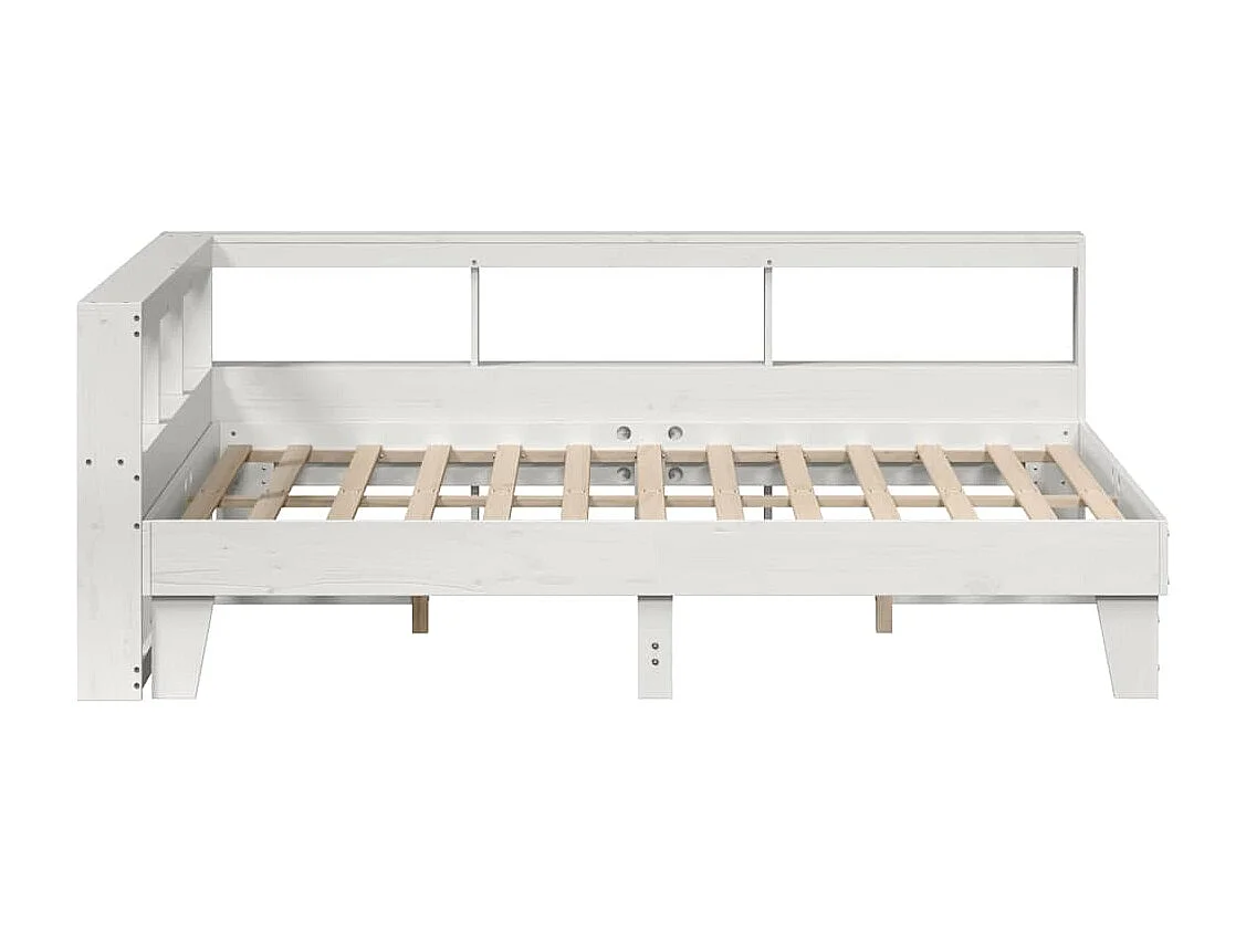 Cama com estante sem colchão 140x200 cm pinho maciço branco