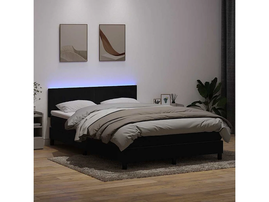 Cama com molas/colchão 140x210 cm veludo preto