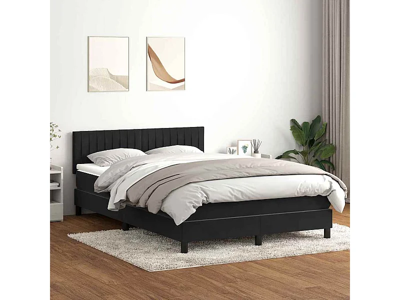 Cama box spring con colchón terciopelo negro 140x210 cm