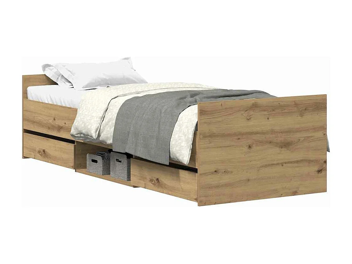 Bedframe zonder matras spaanplaat artisanaal eikenkleurig