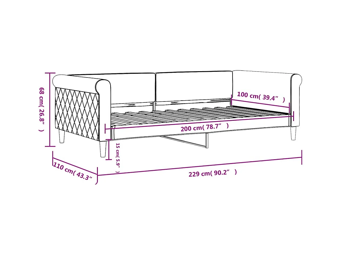 Lit de repos vert foncé 100x200 cm velours