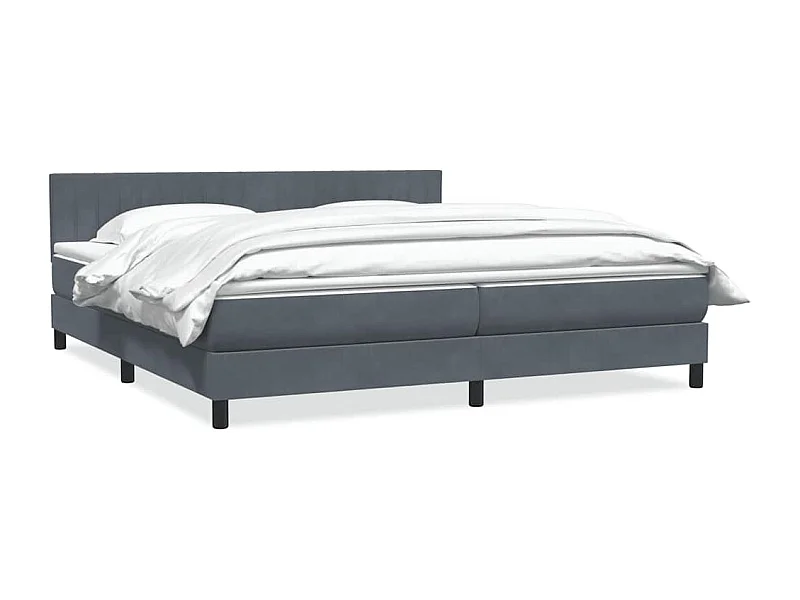 Cama box spring con colchón terciopelo gris oscuro 180x210 cm