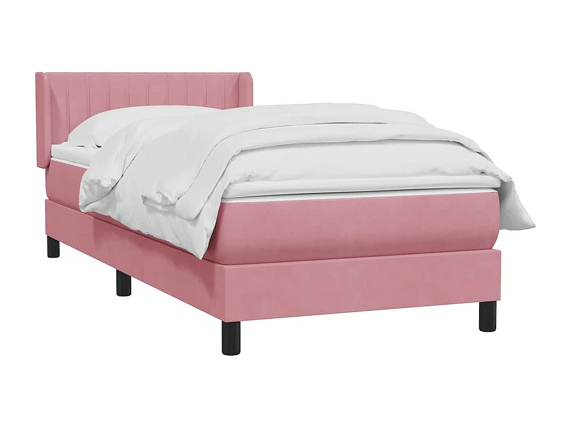 Boxspring met matras fluweel roze 90x220 cm