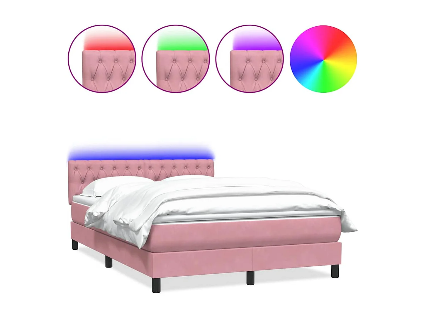 Sommier à lattes de lit avec matelas rose 140x220 cm velours