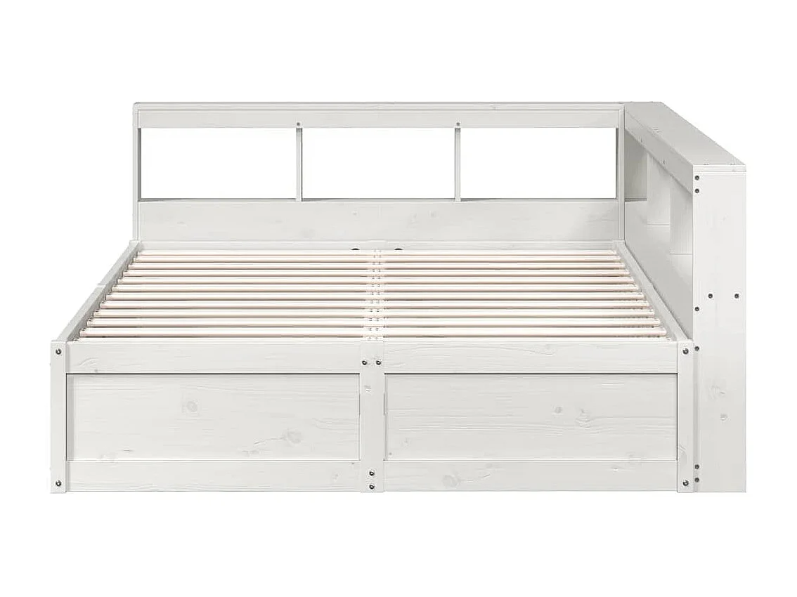 Bed met boekenkast zonder matras grenenhout wit 160x200 cm