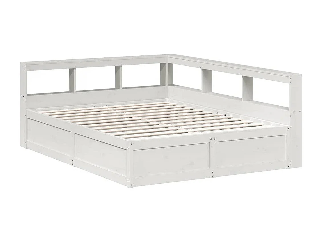 Cama con estantería sin colchón madera maciza blanca 160x200 cm