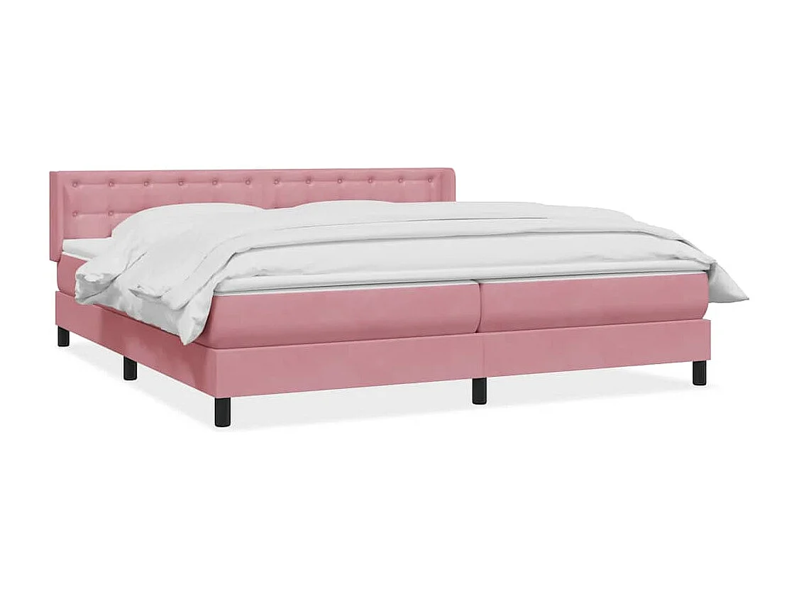 Cama box spring con colchón terciopelo rosa 180x210 cm