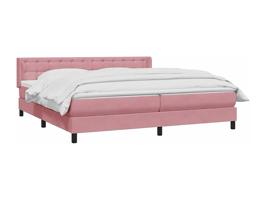 Cama box spring con colchón terciopelo rosa 180x210 cm