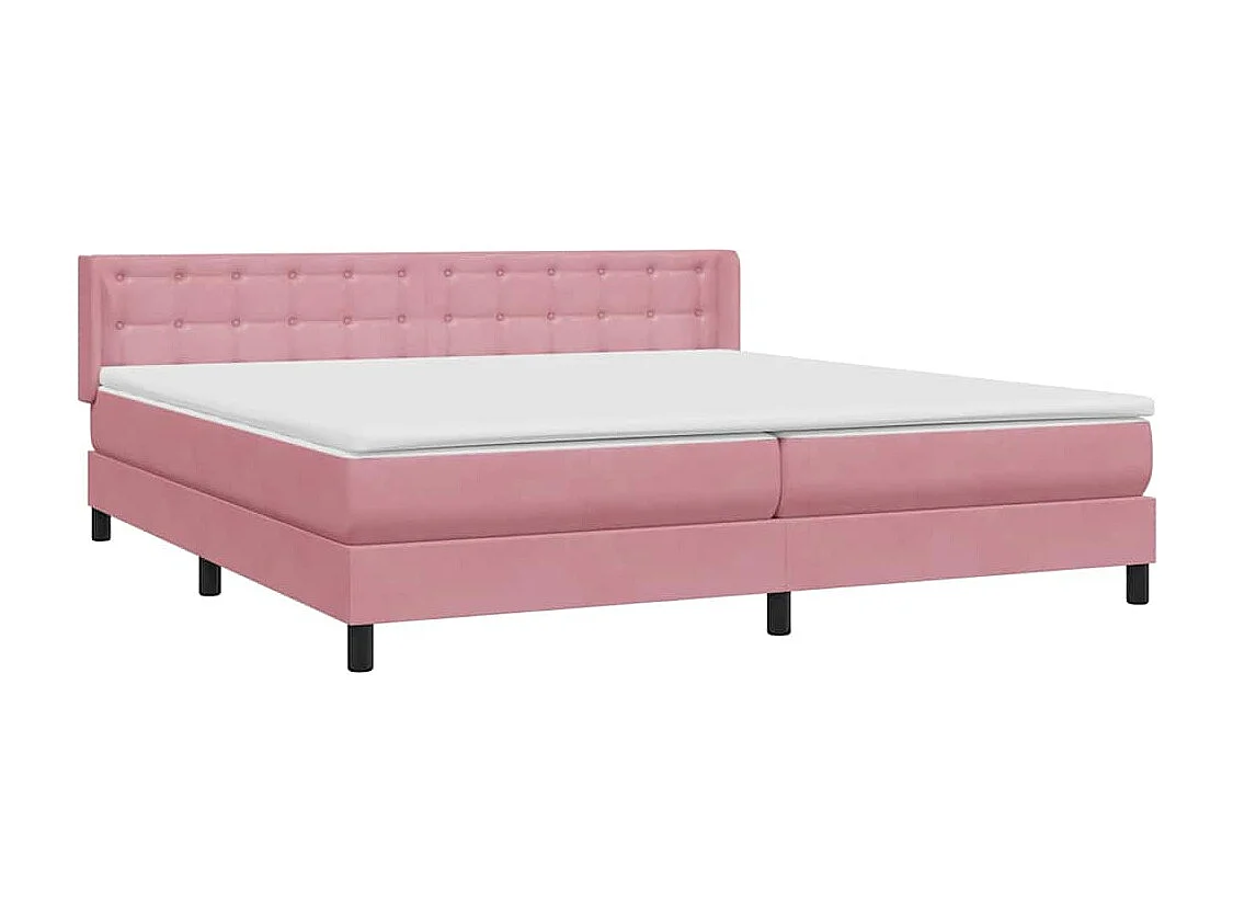 Cama box spring con colchón terciopelo rosa 180x210 cm