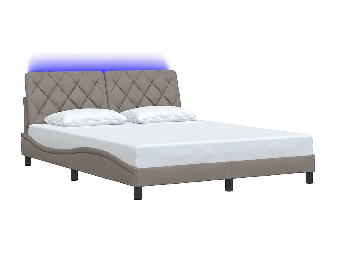 Cadre de lit avec LED sans matelas taupe 160x200 cm tissu