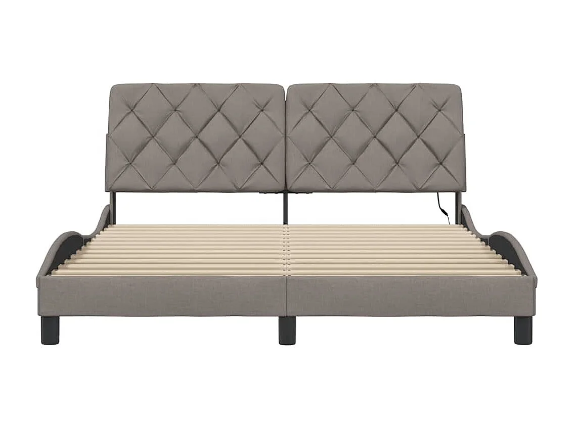 Cadre de lit avec LED sans matelas taupe 160x200 cm tissu