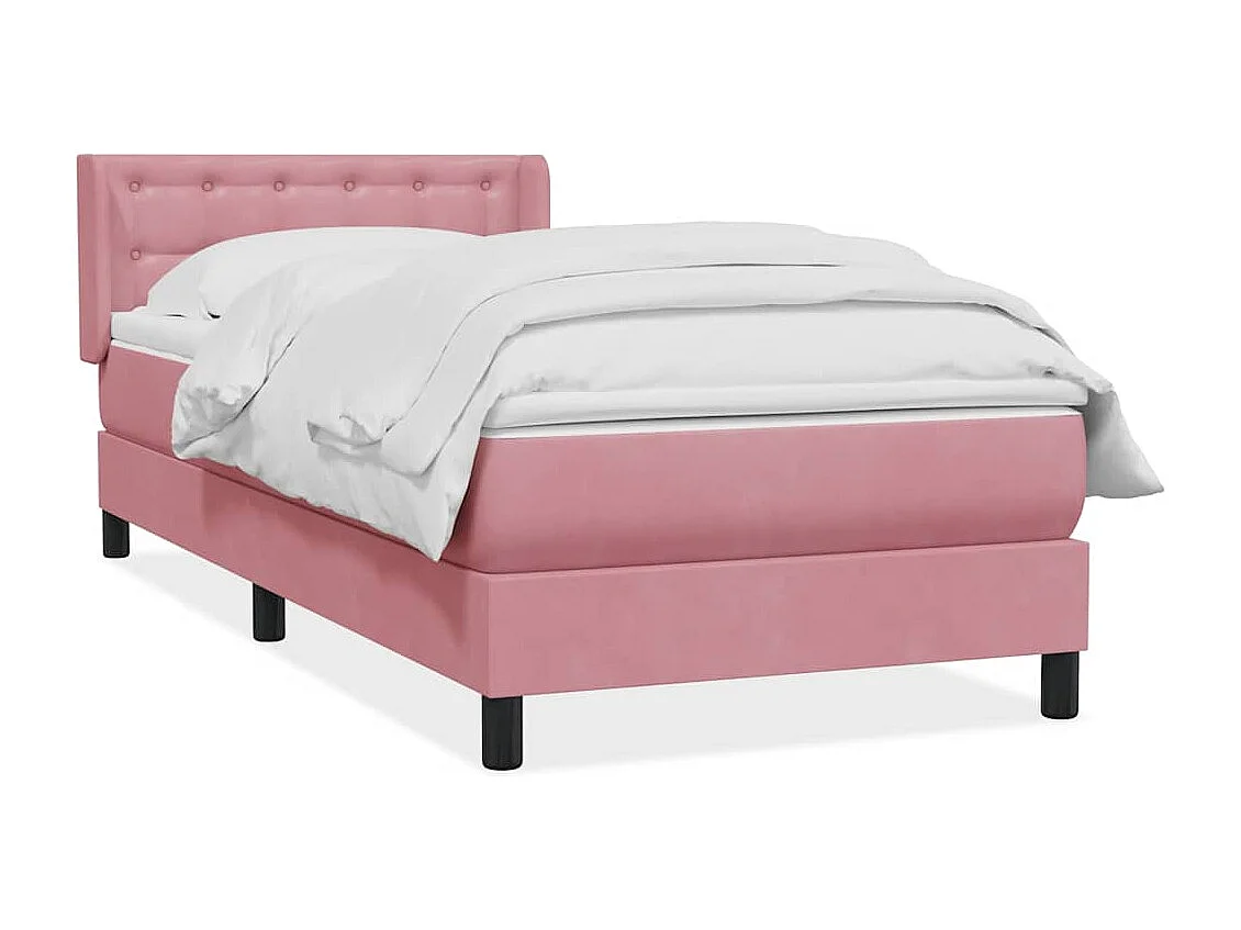 Sommier à lattes de lit avec matelas rose 80x220 cm velours
