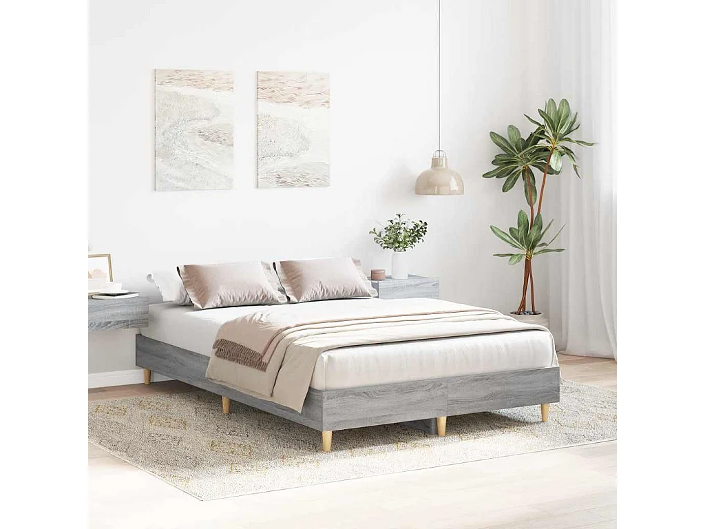 Cadre de lit sans matelas sonoma gris 140x190 cm