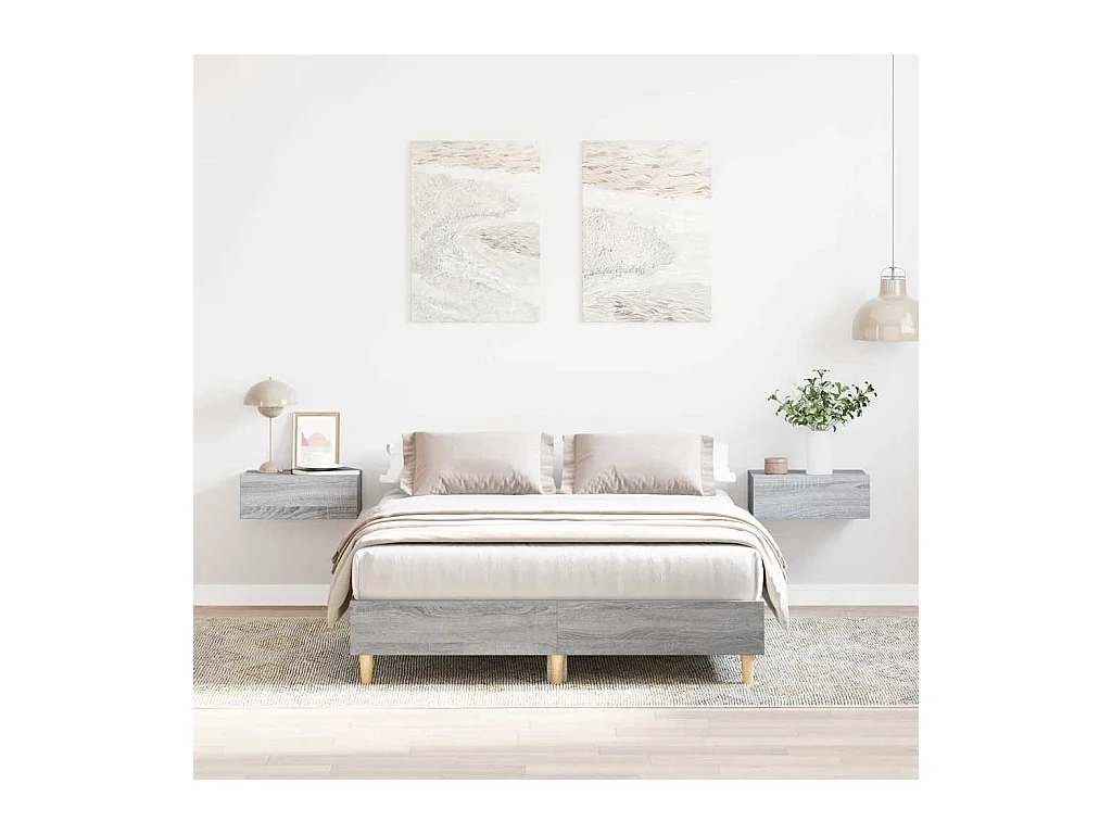 Bedframe zonder matras 140x190 cm spaanplaat grijs sonoma