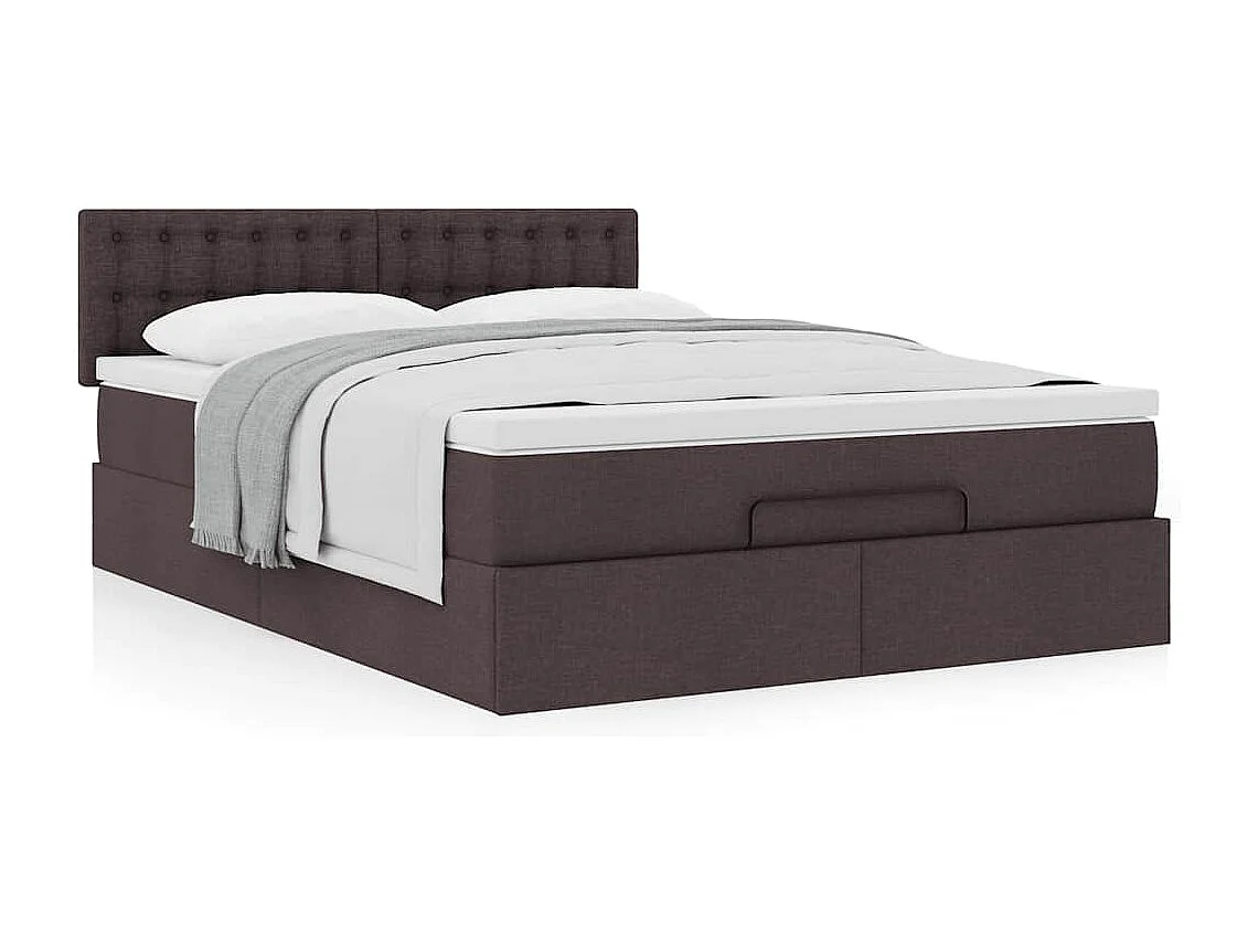 Estructura cama otomana colchón tela marrón oscuro 140x190cm