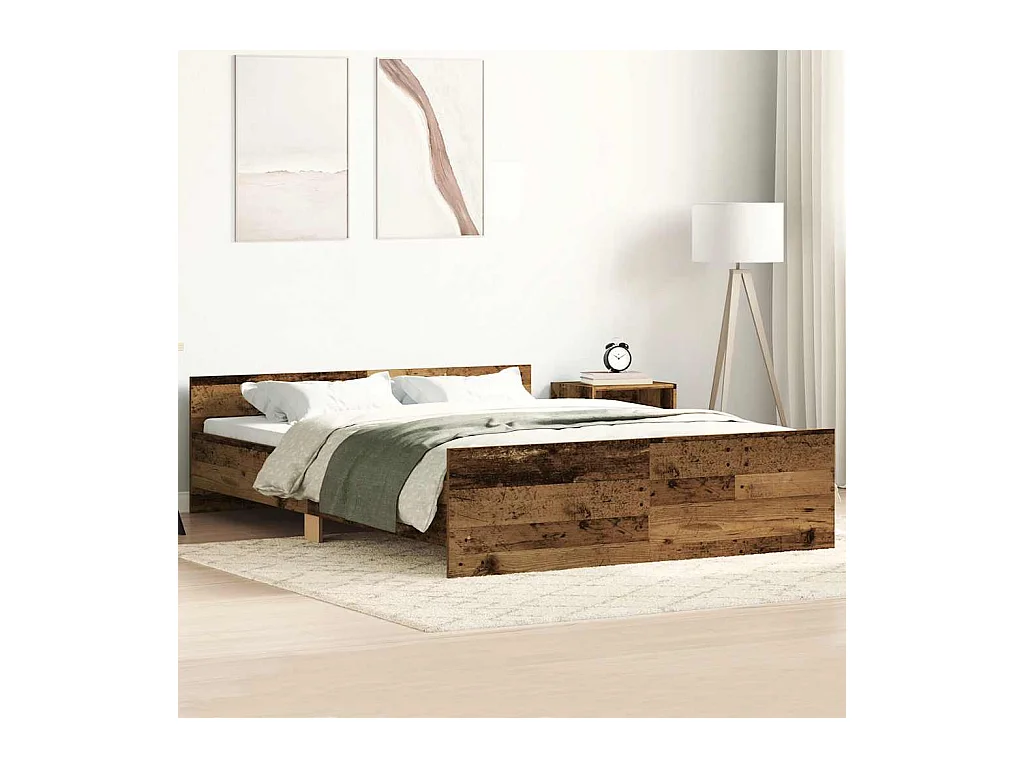 Cadre de lit sans matelas vieux bois 140x190 cm bois ingénierie