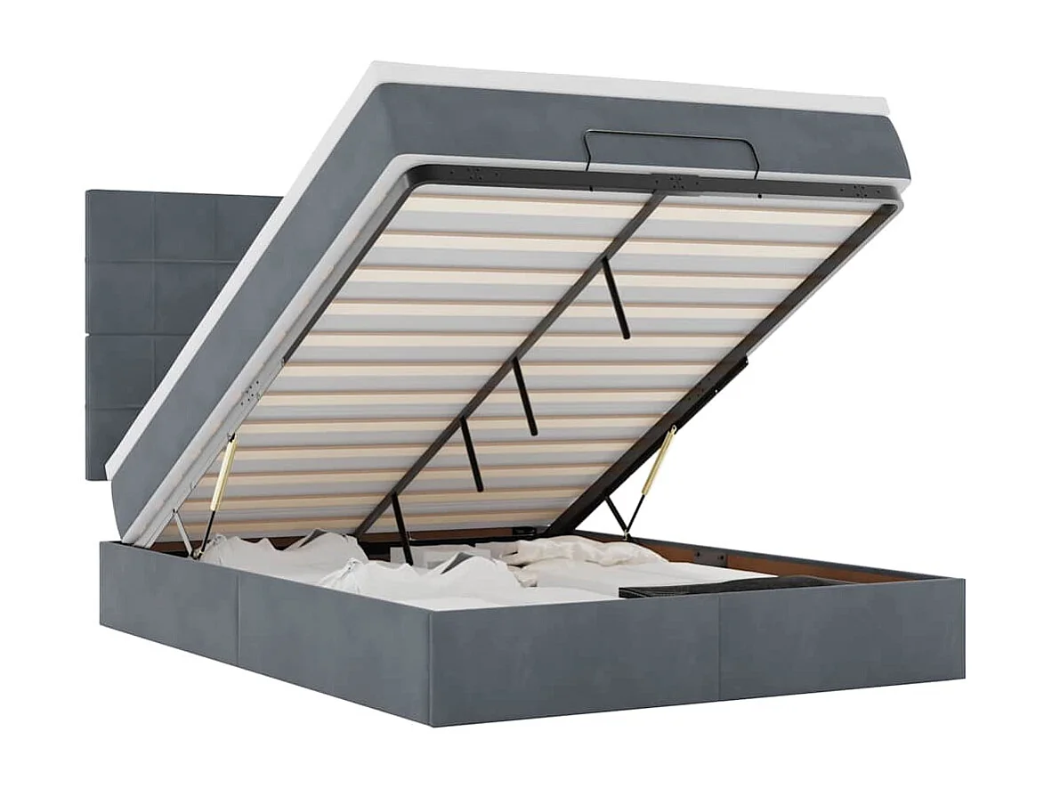 Ottoman bed met matrassen 140x200cm fluweel donkergrijs