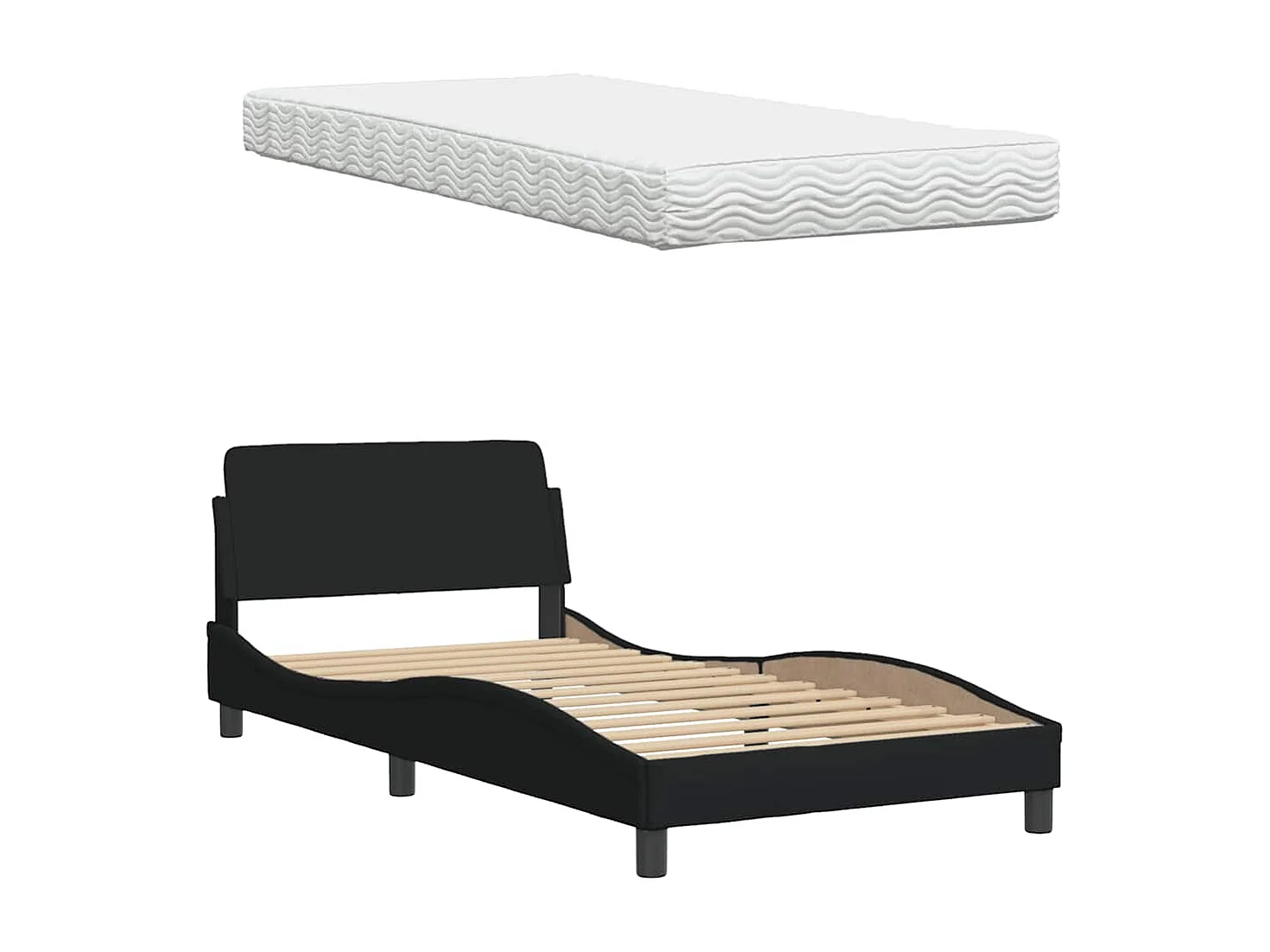 Cama con colchón tela negro 100x200 cm