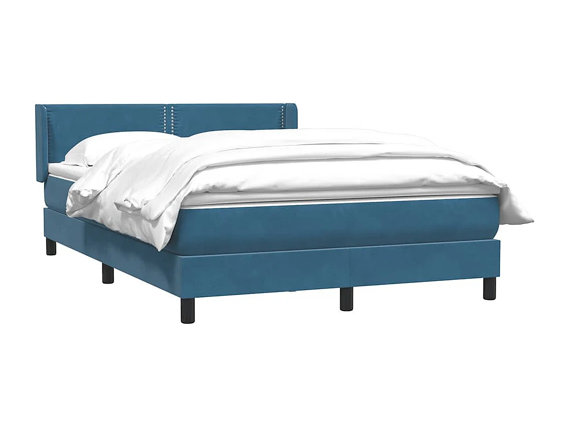 Cama box spring com colchão 160x210 cm veludo azul escuro