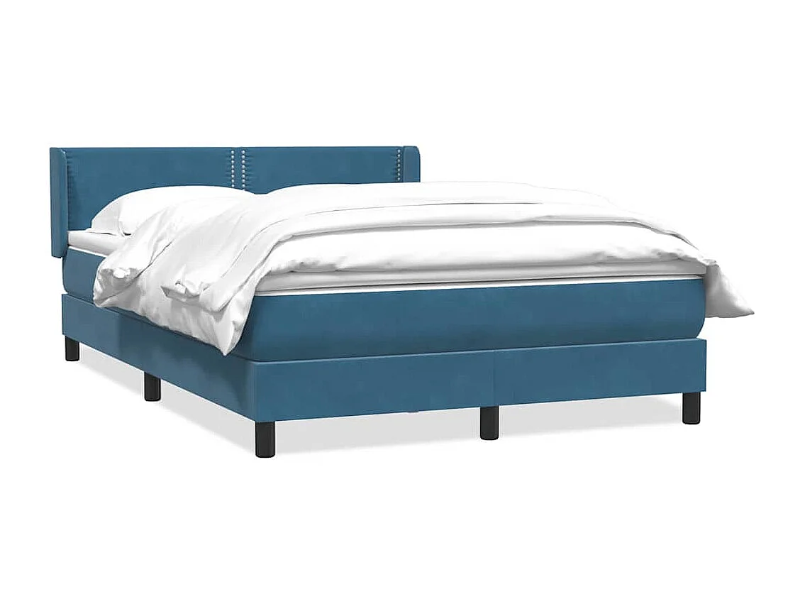 Cama box spring com colchão 160x210 cm veludo azul escuro