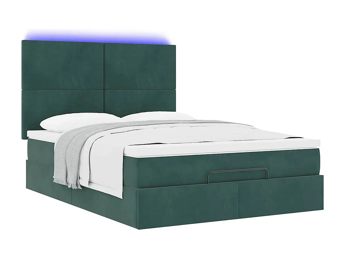 Estructura de cama otomana con colchones verde oscuro 140x200cm