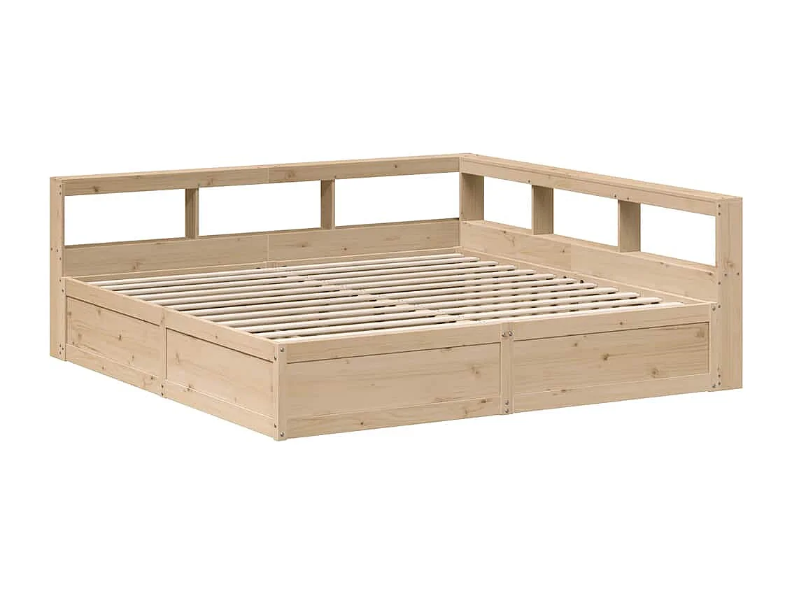 Cama con estantería sin colchón madera maciza de pino 200x200cm