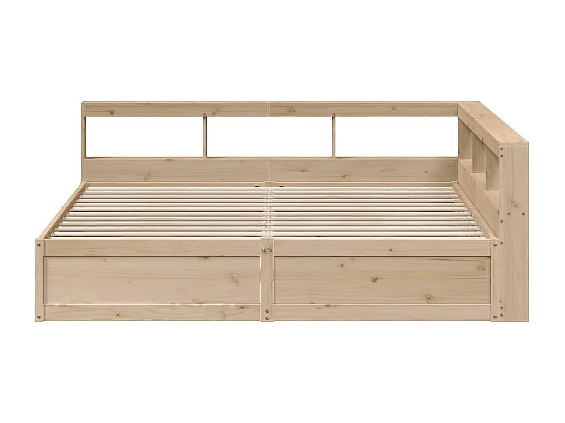 Cama con estantería sin colchón madera maciza de pino 200x200cm