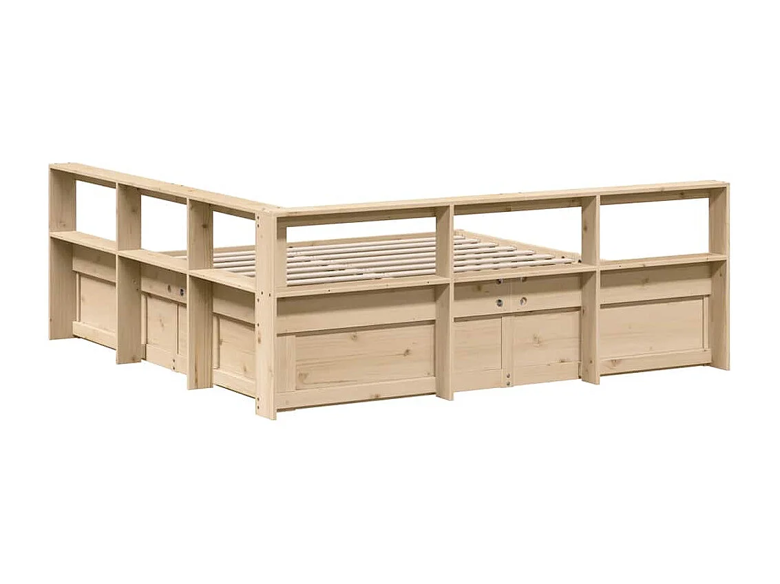 Cama con estantería sin colchón madera maciza de pino 200x200cm