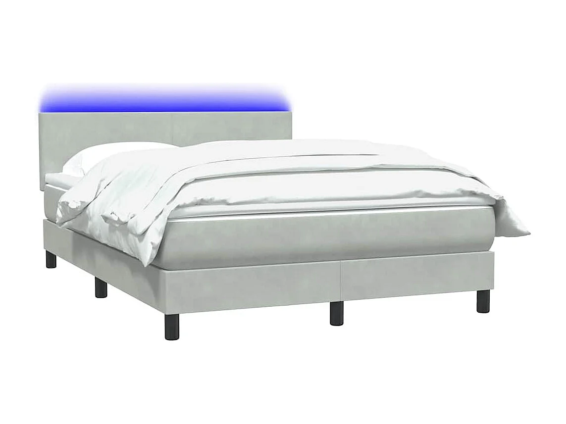 Boxspring met matras fluweel lichtgrijs 160x220 cm