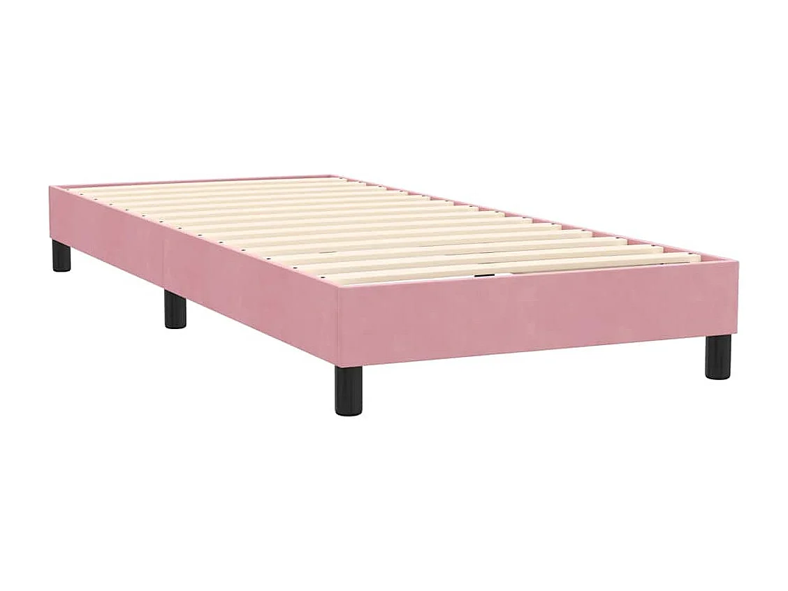 Sommier à lattes de lit avec matelas rose 90x220 cm velours
