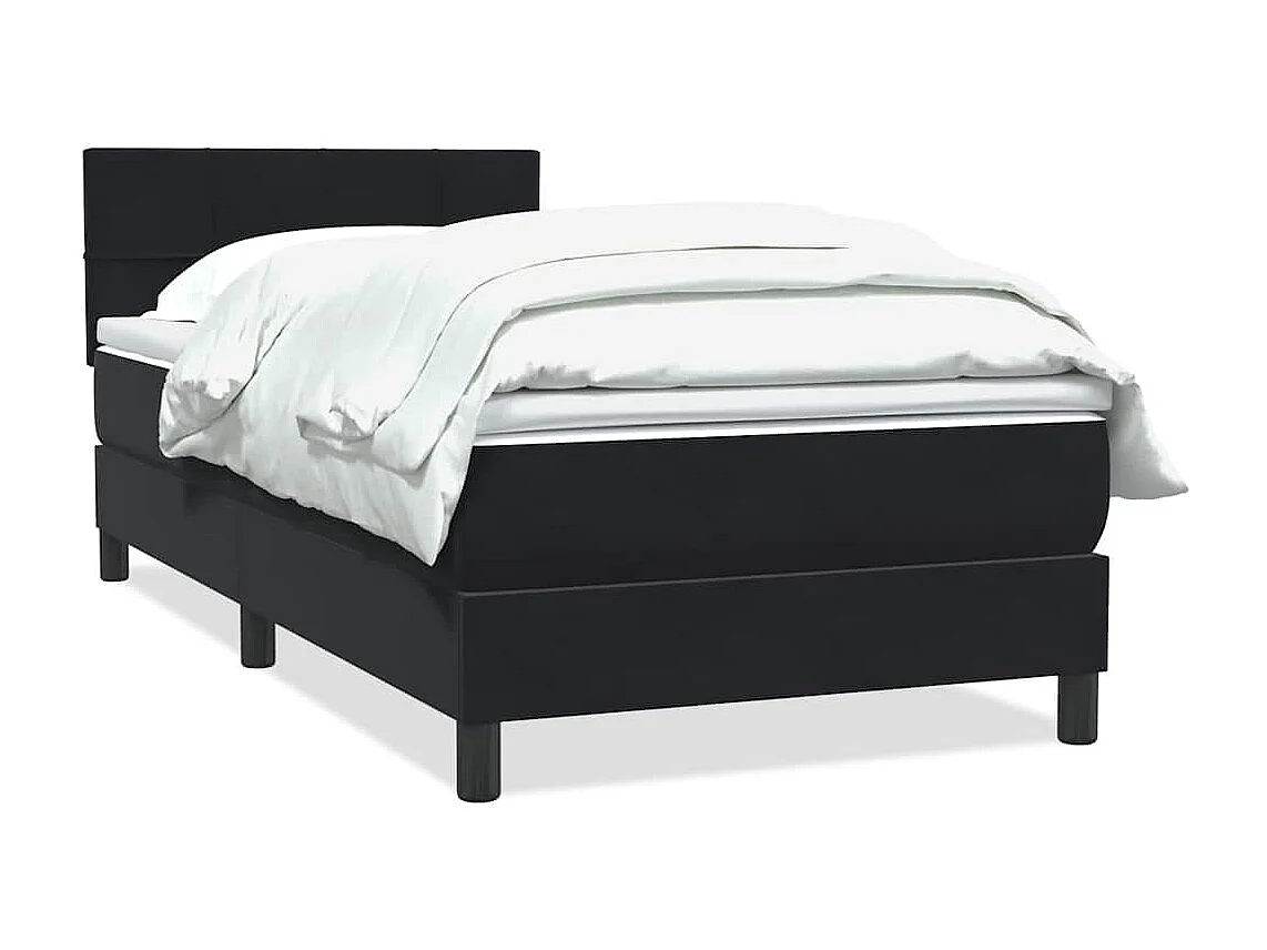 Cama box spring con colchón terciopelo negro 90x220 cm