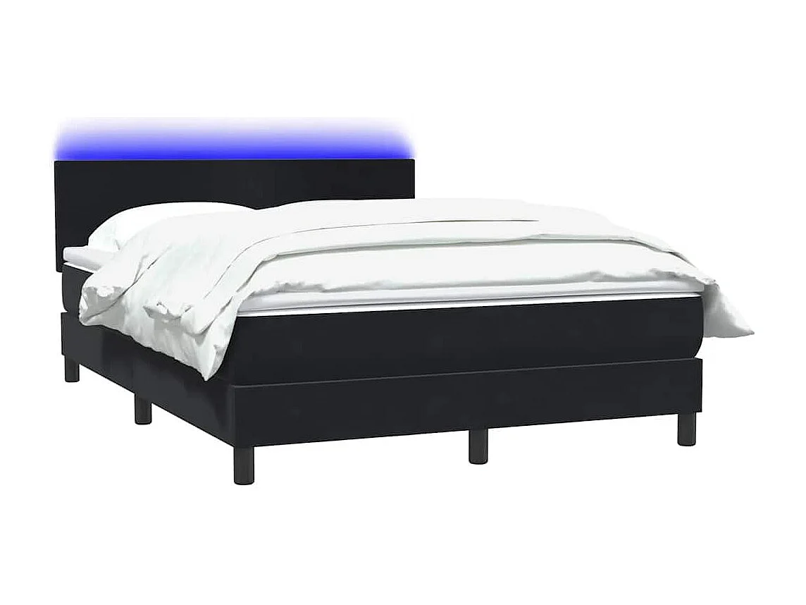 Cama box spring con colchón terciopelo negro 140x210 cm