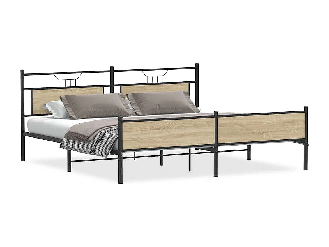 Bedframe zonder matras metaal sonoma eikenkleur 200x200 cm