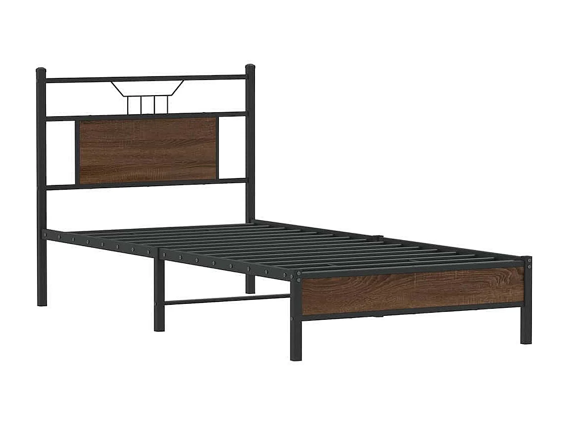 Cadre de lit sans matelas chêne marron 75x190cm bois ingénierie